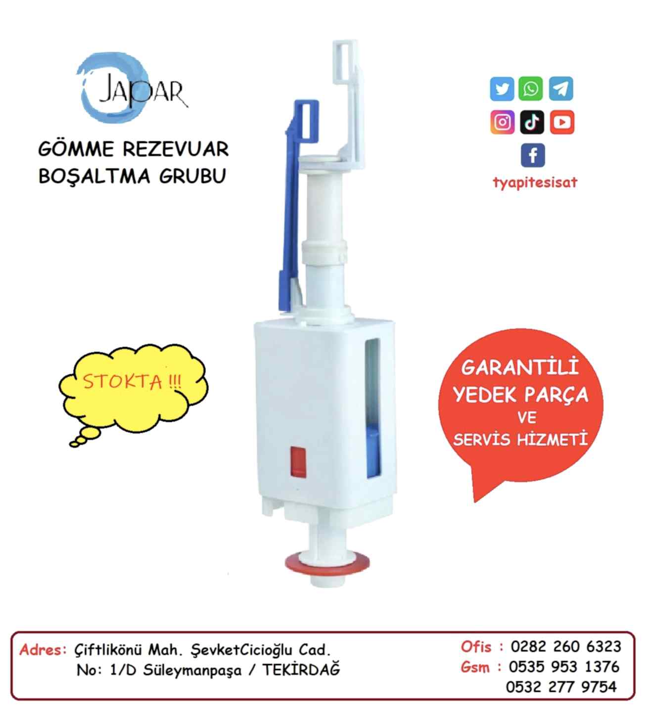 JAPAR GÖMME REZERVUAR JAPAR BOŞALTMA GRUBU (Kalın Model)