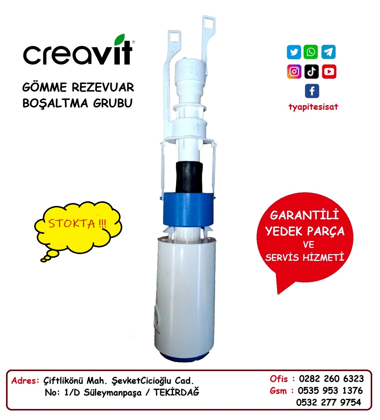 CREAVİT GÖMME REZERVUAR CREAVİT BOŞALTMA GRUBU