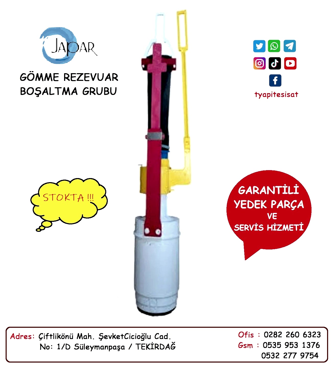 JAPAR GÖMME REZERVUAR JAPAR BOŞALTMA GRUBU (İnce Model)